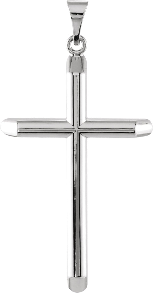 14k white 34.25x22 mm unadorned cross pendant