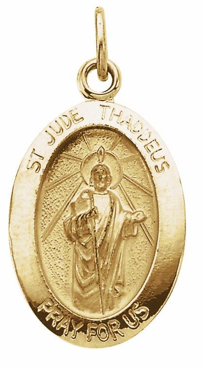 14k yellow 19x13.5 mm oval st. jude thaddeus medal  