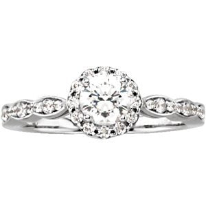 14k white  3/4 ctw diamond halo-style engagement ring