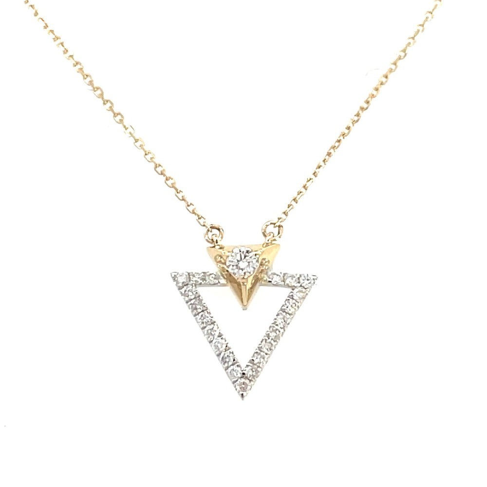 14K Two-Toned Fashion Diamond Triangle Pendant 1/4 CTW