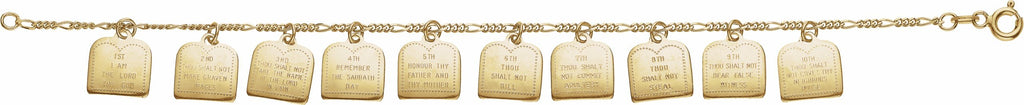 14k yellow ten commandments charm 7" bracelet