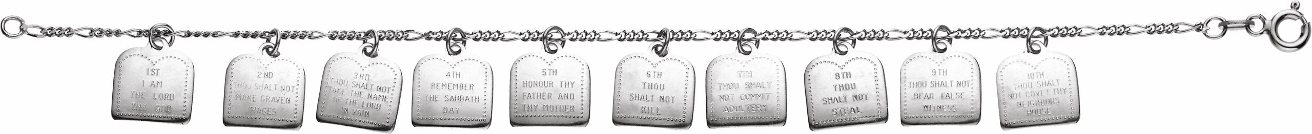 sterling silver ten commandments charm 7" bracelet