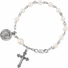 sterling silver freshwater cultured pearl our guardian angel rosary 6" bracelet 