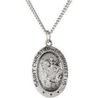 sterling silver 19x14 mm oval st. christopher 18" necklace