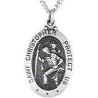 sterling silver 25x18 mm oval st. christopher 24" necklace