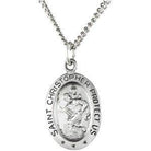 sterling silver 15x11 mm oval st. christopher 18" necklace