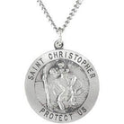 sterling silver 33 mm st. christopher medal 24â€ necklace