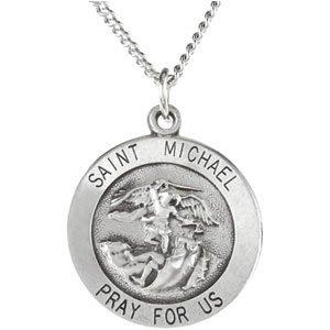 sterling silver 18 mm st. michael medal necklace