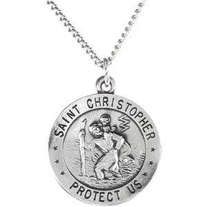 sterling silver 18 mm reversible st. christopher/u.s. army medal necklace   