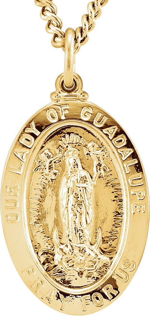 24k gold plated 26x16 mm our lady of guadalupe 24" necklace