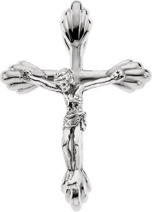 14k white 34.5x22.5 mm crucifix pendant