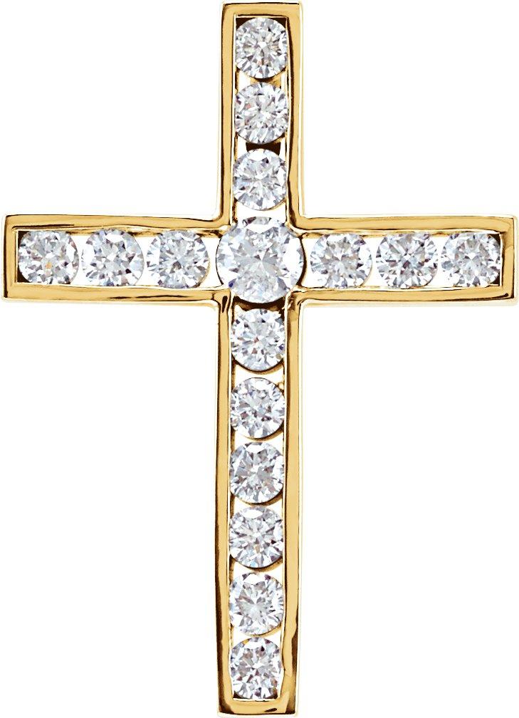 14k yellow 1/2 ctw diamond 21.8x15.8 mm cross pendant 