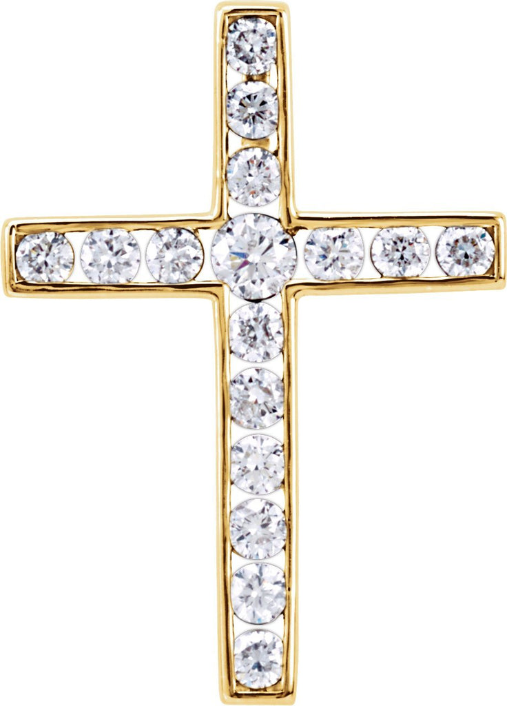 14k yellow 1 3/8 ctw diamond 32.4x23.6 mm cross pendant