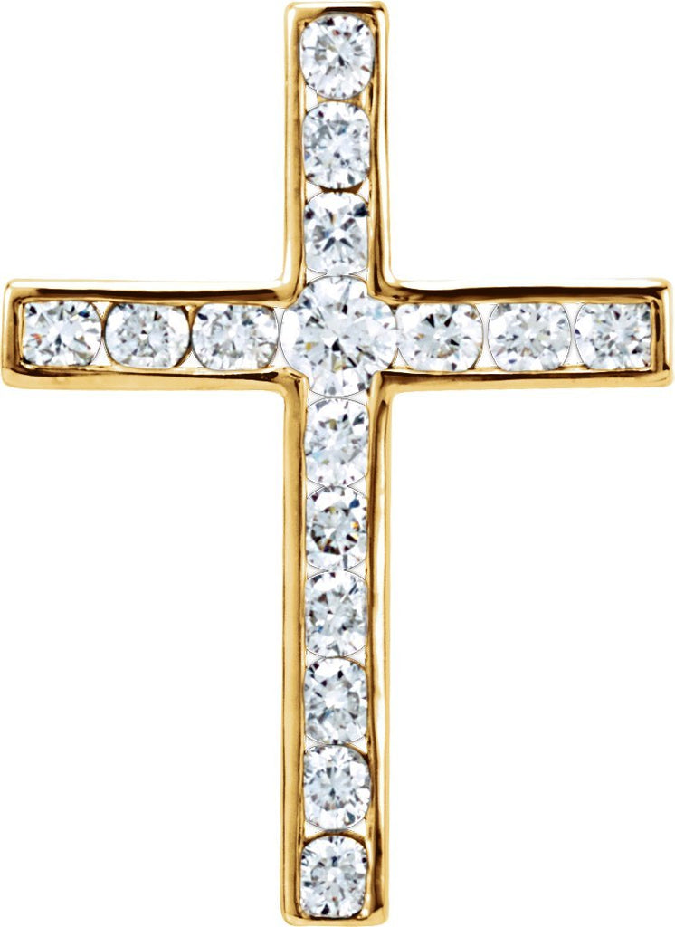 14k yellow 1/4 ctw diamond 17.5x12.6 mm cross pendant