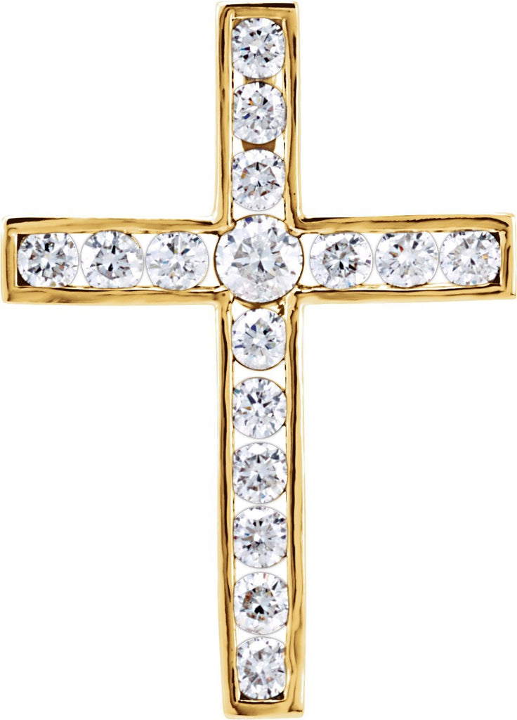 14k yellow 1 ctw diamond 29.2x21.2 mm cross pendant