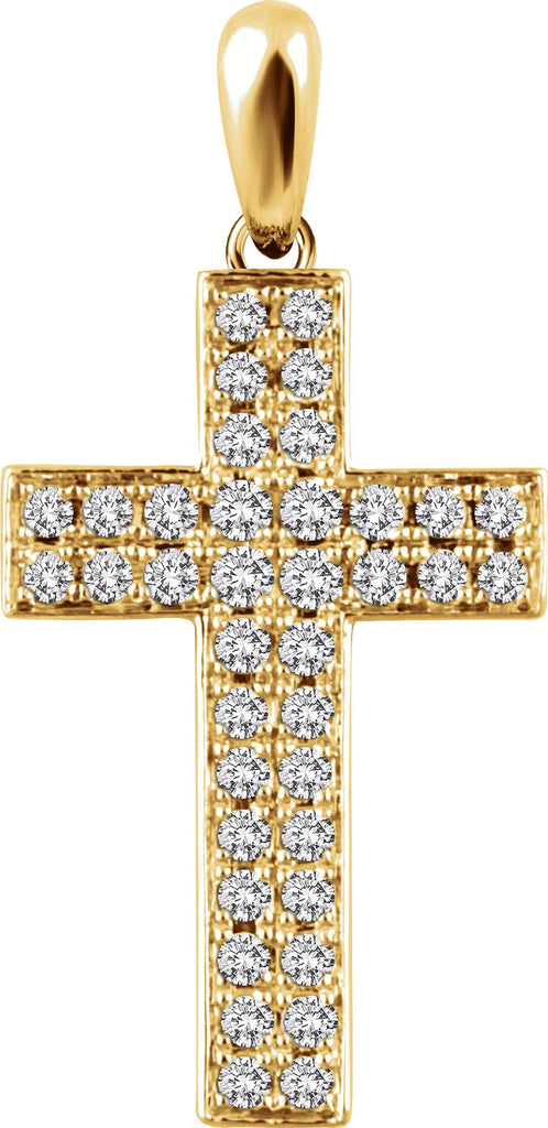 14k yellow 1/4 ctw diamond cross pendant