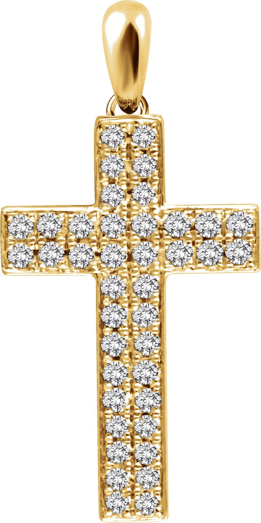 14k yellow 1/3 ctw diamond cross pendant