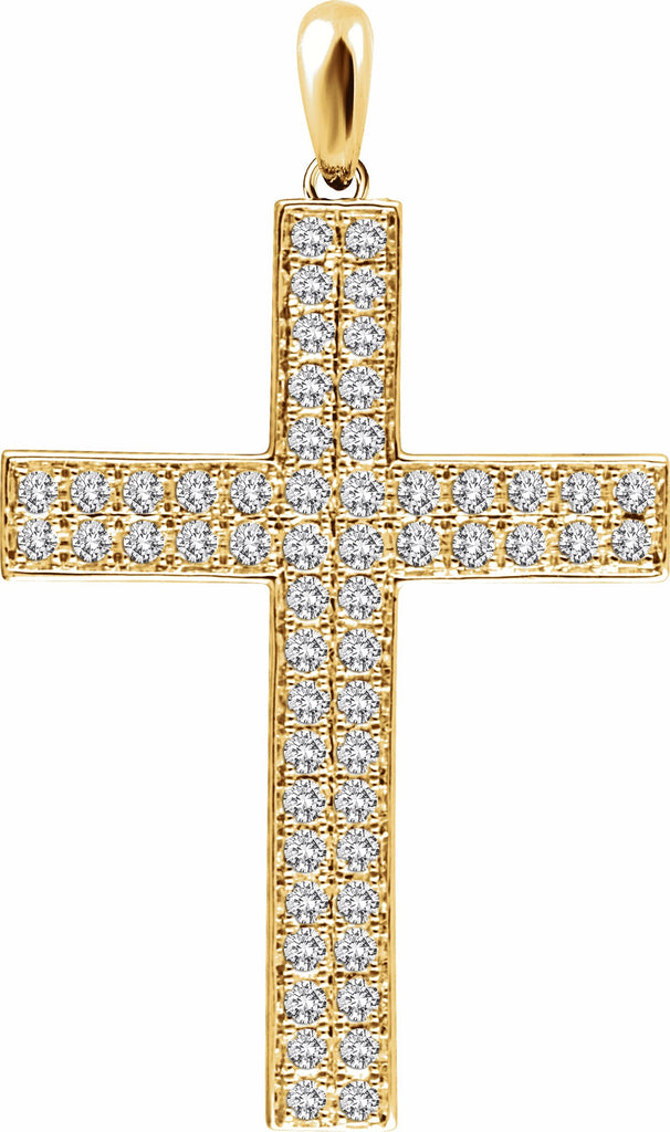 14k yellow 1/2 ctw diamond cross pendant