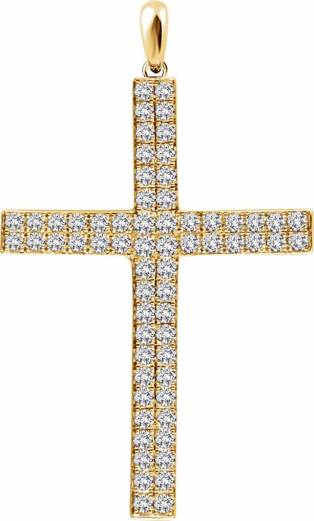 14k yellow 1 ctw diamond cross pendant