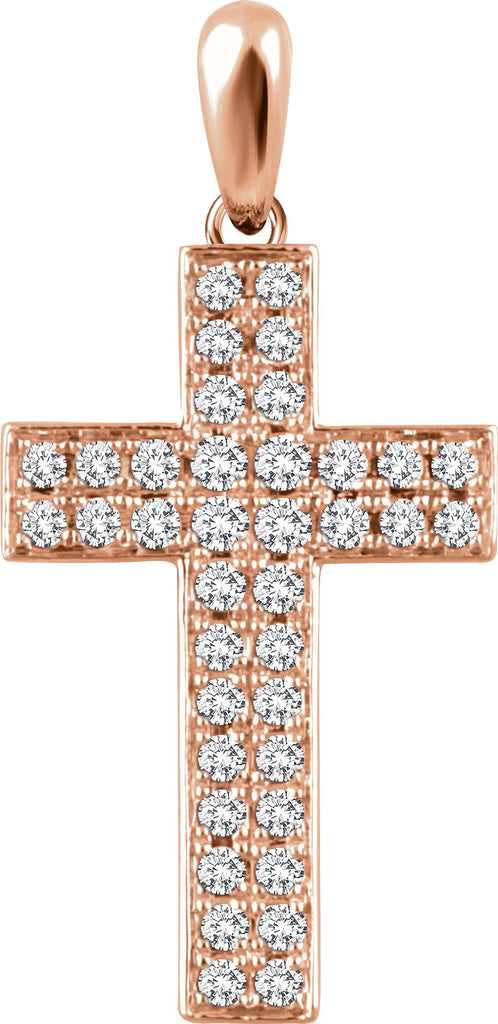 14k rose 1/4 ctw diamond cross pendant