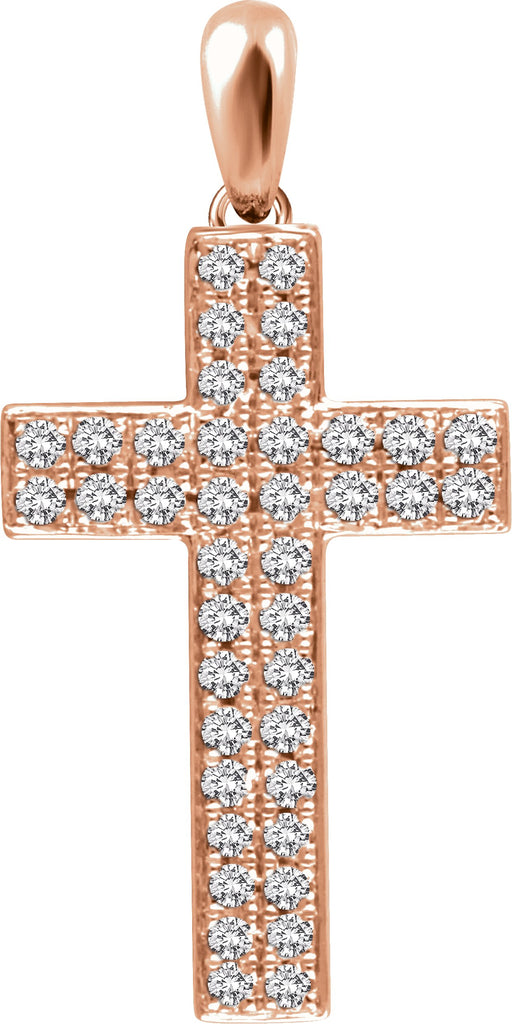 14k rose 1/3 ctw diamond cross pendant