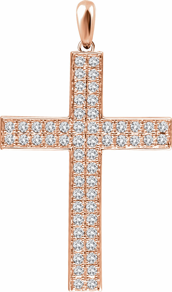 14k rose 1/2 ctw diamond cross pendant