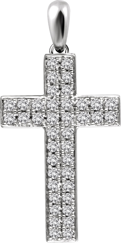 14k white 1/3 ctw diamond cross pendant