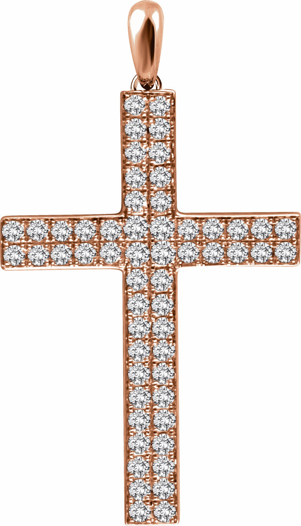 14k rose 3/4 ctw diamond cross pendant