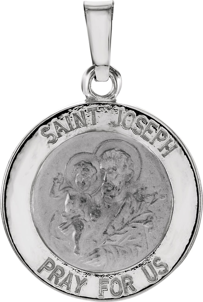 14k white 15 mm round st. joseph medal  