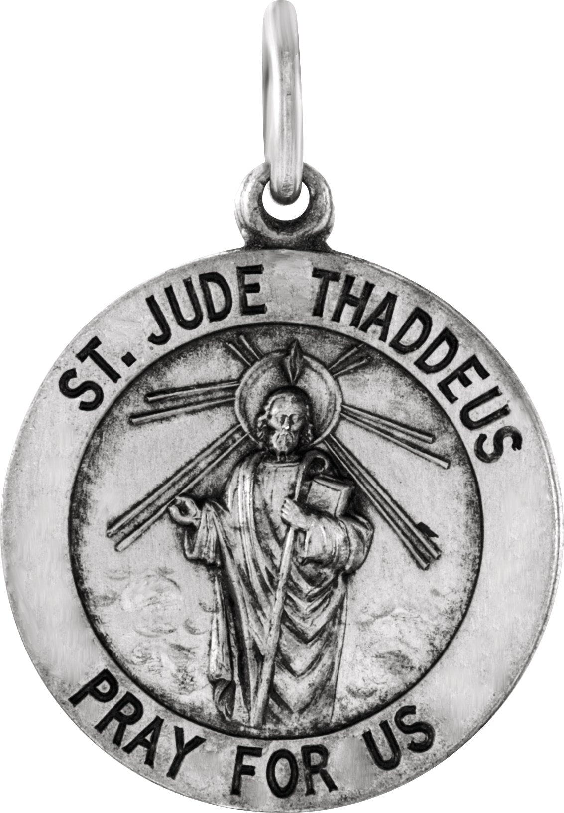 sterling silver 18 mm round st. jude thaddeus medal only