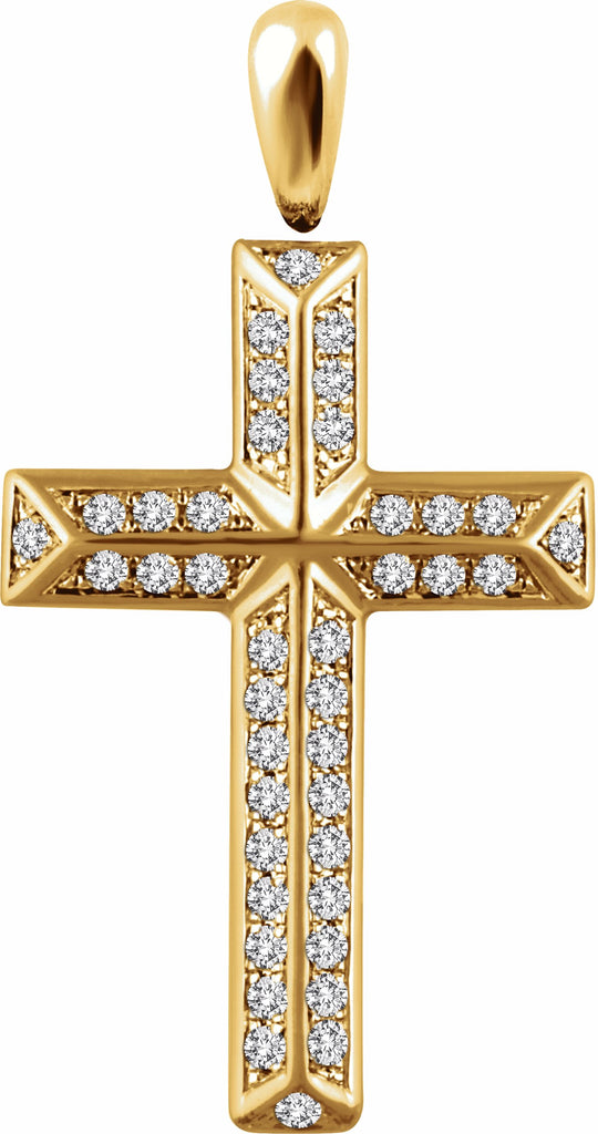 14k yellow 1/3 ctw diamond cross pendant