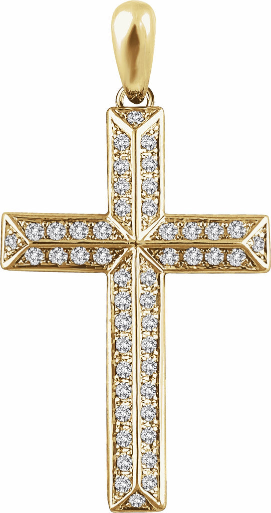 14k yellow 1/2 ctw diamond cross pendant