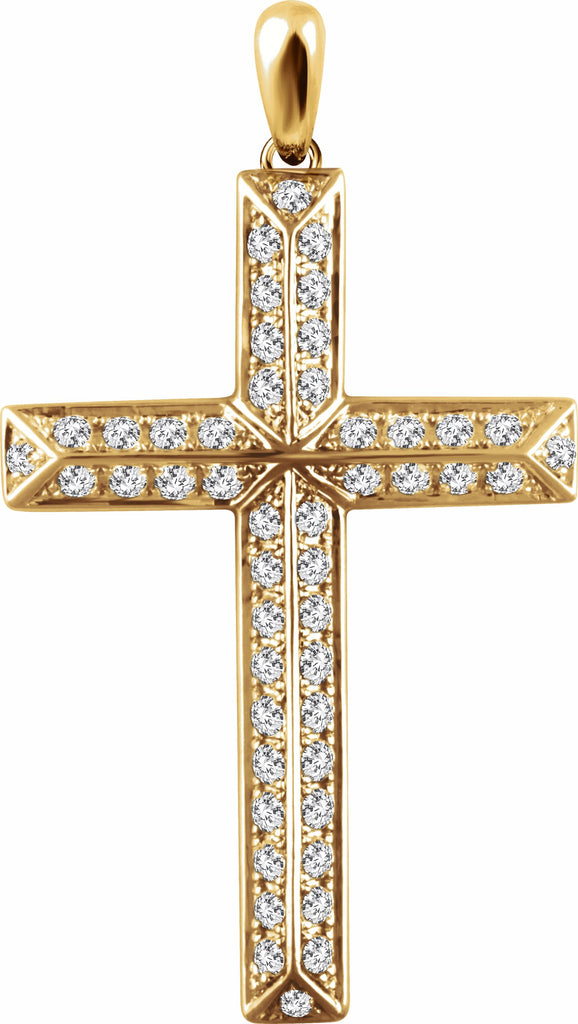 14k yellow 3/4 ctw diamond cross pendant