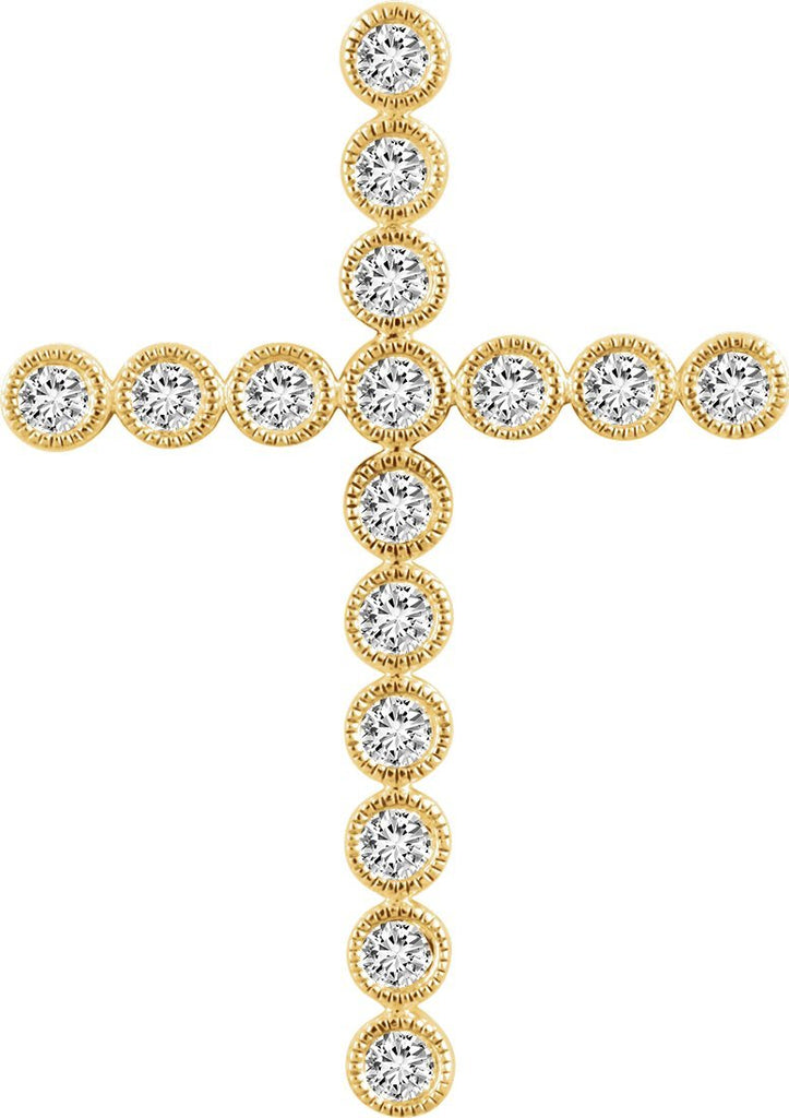 14k yellow 1 ctw diamond cross pendant