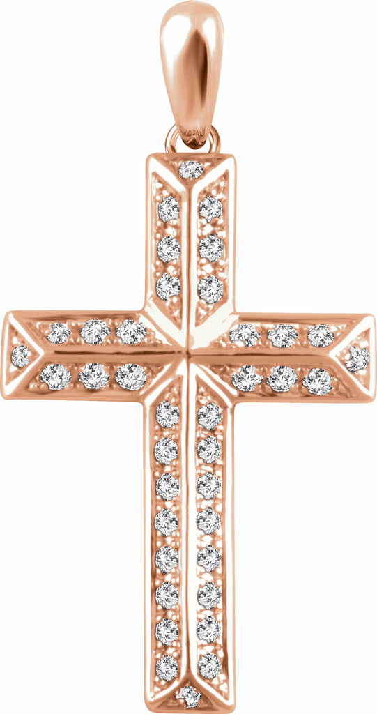 14k rose 1/4 ctw diamond cross pendant