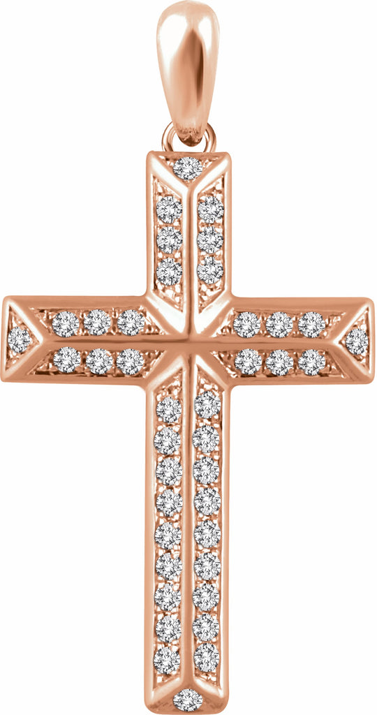 14k rose 1/3 ctw diamond cross pendant