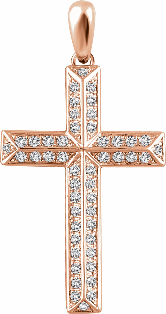 14k rose 1/2 ctw diamond cross pendant