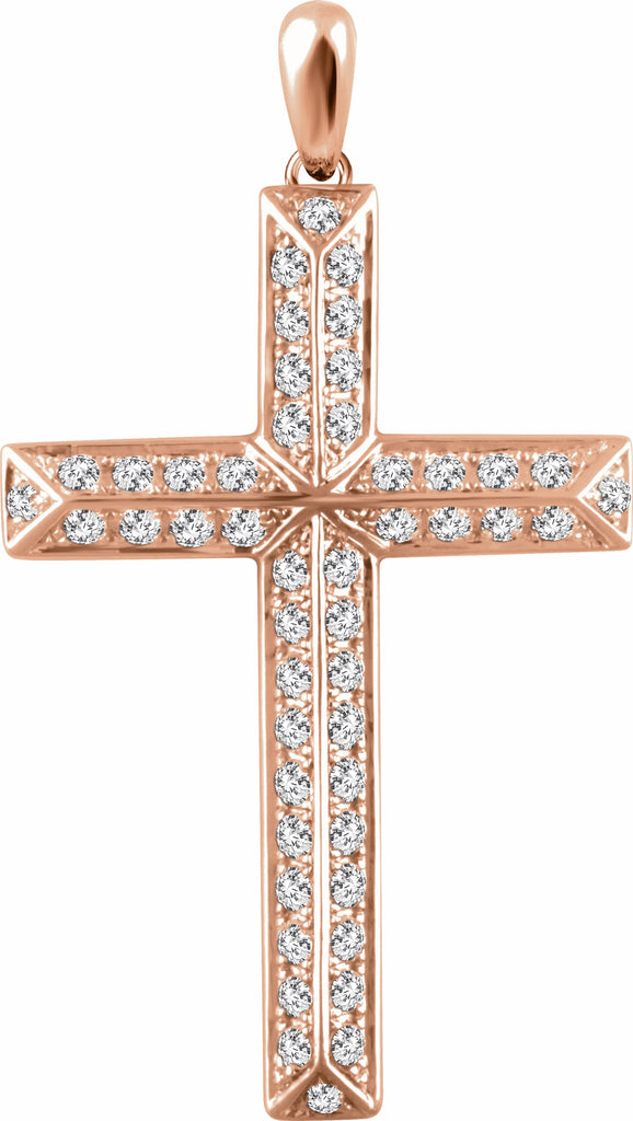 14k rose 3/4 ctw diamond cross pendant