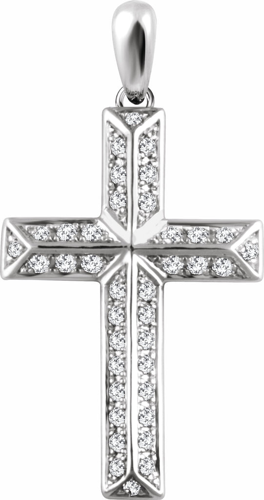 14k white 1/4 ctw diamond cross pendant