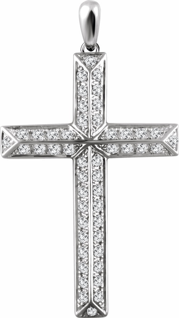 14k white 3/4 ctw diamond cross pendant