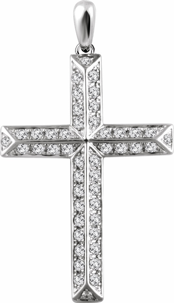 14k white 1 ctw diamond cross pendant