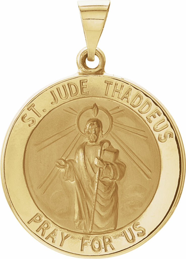 14k yellow 22 mm hollow round st. jude medal