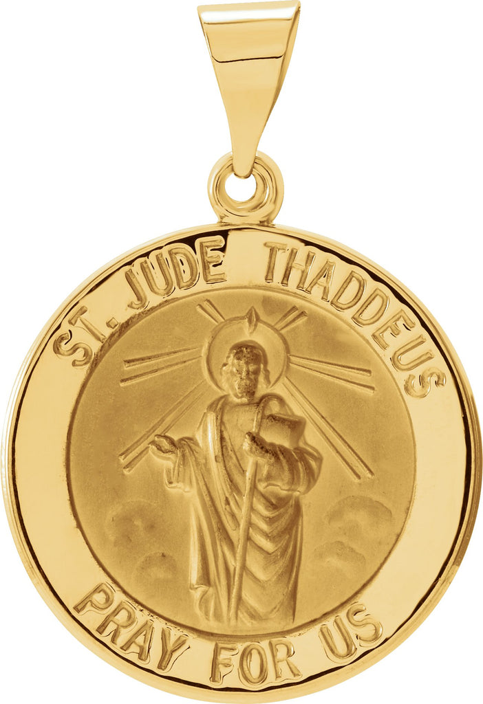 14k white 18 mm hollow round st. jude medal