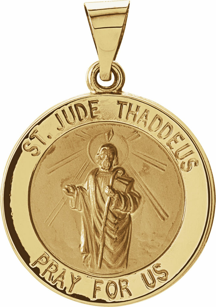 14k yellow 18 mm hollow round st. jude medal