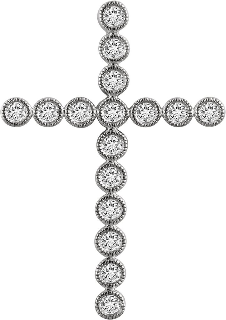 14k white 3/4 ctw diamond cross pendant