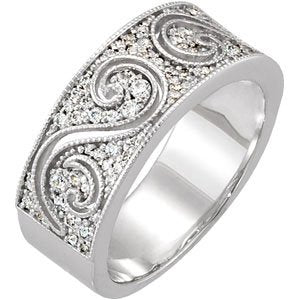 14k white 1/2 ctw diamond etruscan anniversary band

