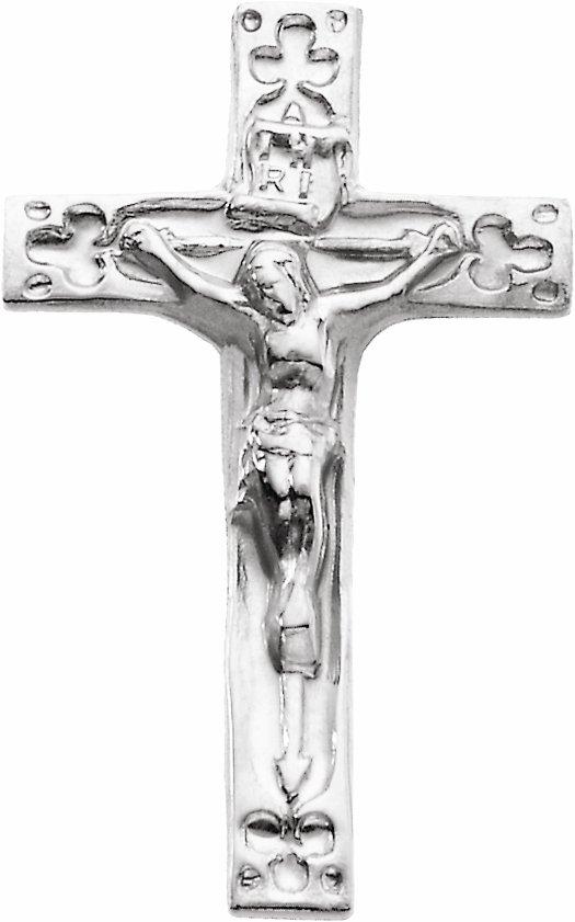 14k white 20x12 mm crucifix lapel pin