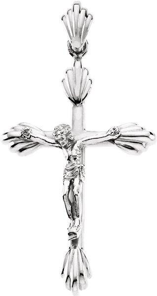 14k white crucifix pendant 