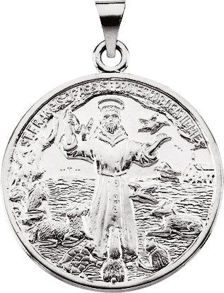 sterling silver 26 mm st. francis of assisi medal