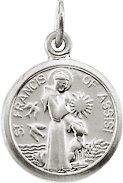 14k white 10.15x12 mm st. francis of assisi medal